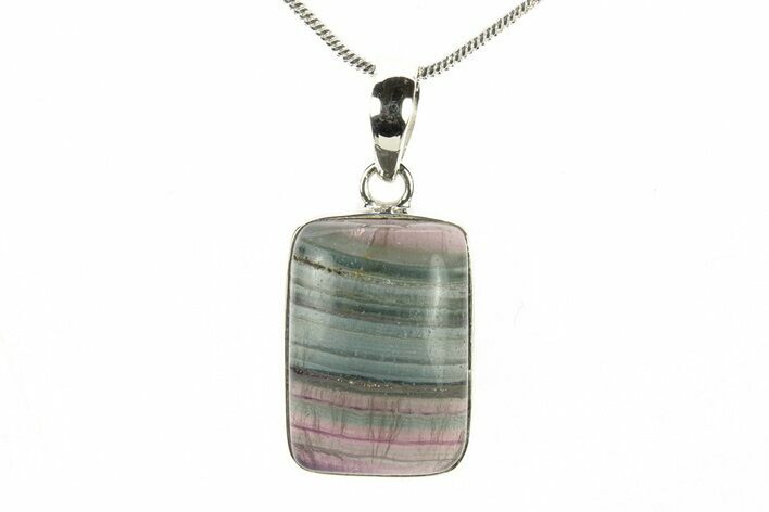 Banded Fluorite Pendant (Necklace) - Sterling Silver #278740